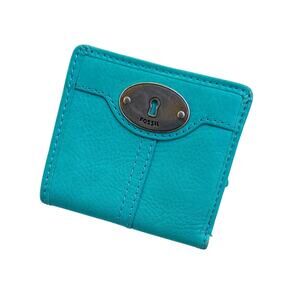 Fossil Marlow Turquoise Leather Small Bifold Wallet w/ Keyhole Hardware